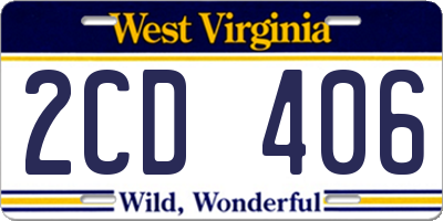 WV license plate 2CD406