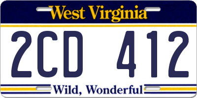 WV license plate 2CD412