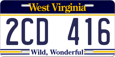 WV license plate 2CD416