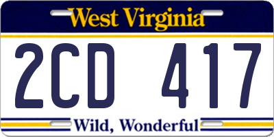 WV license plate 2CD417