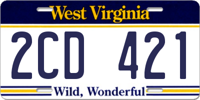 WV license plate 2CD421