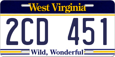 WV license plate 2CD451
