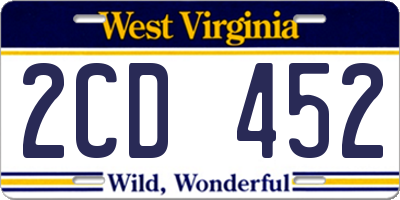 WV license plate 2CD452