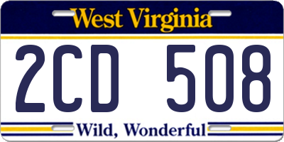 WV license plate 2CD508