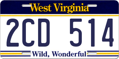 WV license plate 2CD514