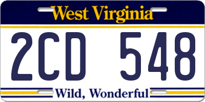WV license plate 2CD548