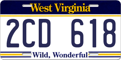 WV license plate 2CD618