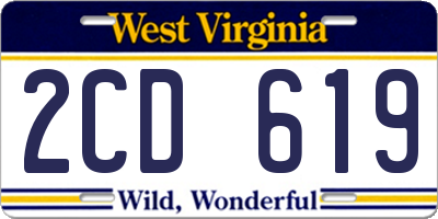WV license plate 2CD619