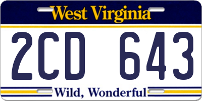WV license plate 2CD643