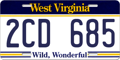 WV license plate 2CD685
