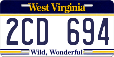 WV license plate 2CD694