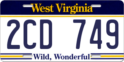 WV license plate 2CD749