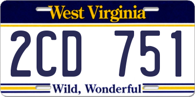 WV license plate 2CD751