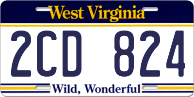 WV license plate 2CD824