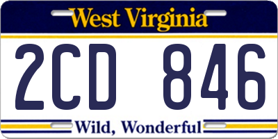 WV license plate 2CD846