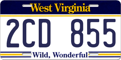WV license plate 2CD855