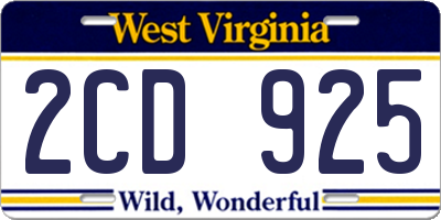 WV license plate 2CD925