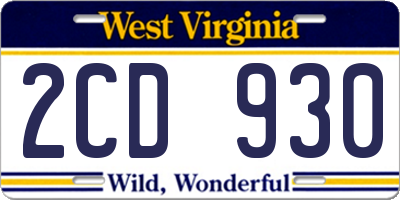 WV license plate 2CD930