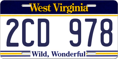 WV license plate 2CD978