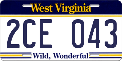WV license plate 2CE043