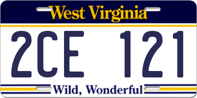 WV license plate 2CE121
