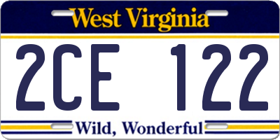 WV license plate 2CE122