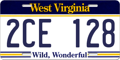 WV license plate 2CE128