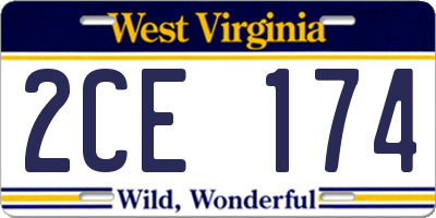 WV license plate 2CE174