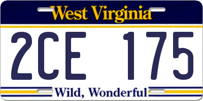WV license plate 2CE175