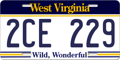 WV license plate 2CE229