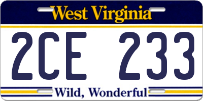 WV license plate 2CE233
