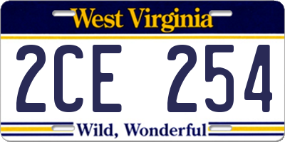 WV license plate 2CE254