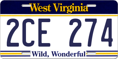 WV license plate 2CE274