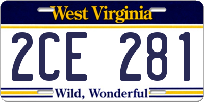 WV license plate 2CE281