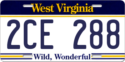 WV license plate 2CE288