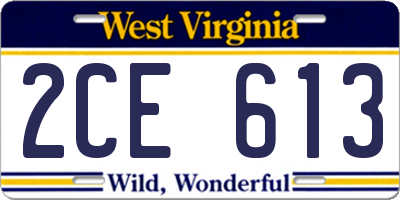 WV license plate 2CE613