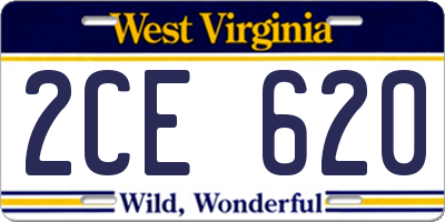 WV license plate 2CE620