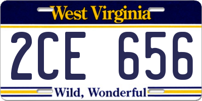 WV license plate 2CE656