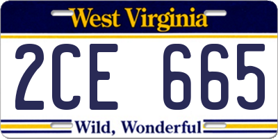 WV license plate 2CE665