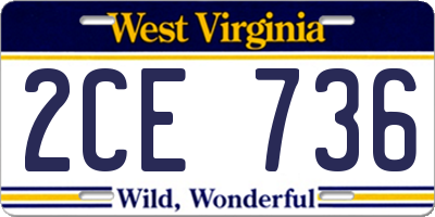 WV license plate 2CE736