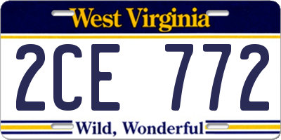 WV license plate 2CE772