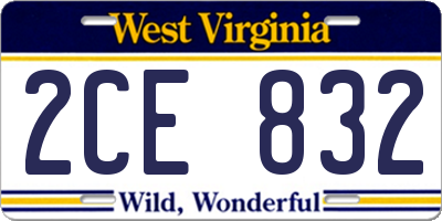 WV license plate 2CE832