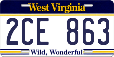 WV license plate 2CE863