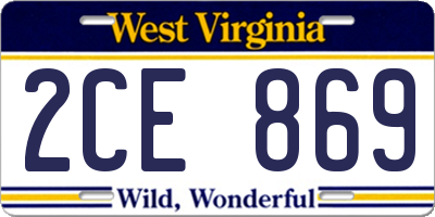 WV license plate 2CE869