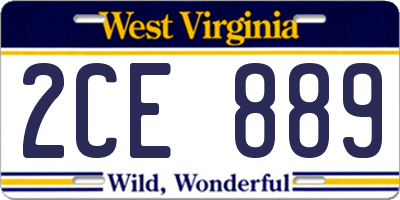 WV license plate 2CE889