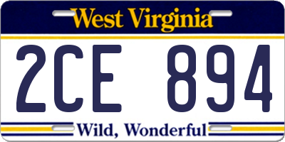 WV license plate 2CE894