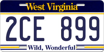 WV license plate 2CE899