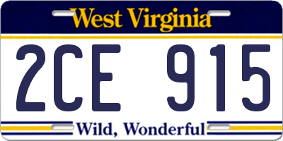 WV license plate 2CE915