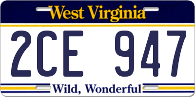 WV license plate 2CE947