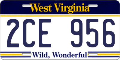 WV license plate 2CE956